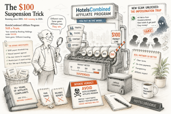 Hotelscombined.com affiliate program is biggest ongoing online scam