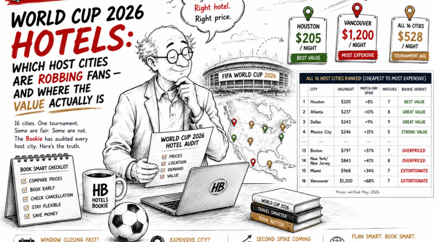 FIFA World Cup 2026 host cities hotel prices comparison illustration