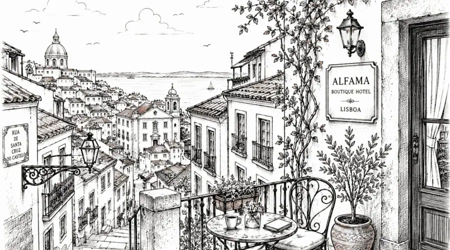 Lisbon Alfama boutique hotel Lisboa illustration